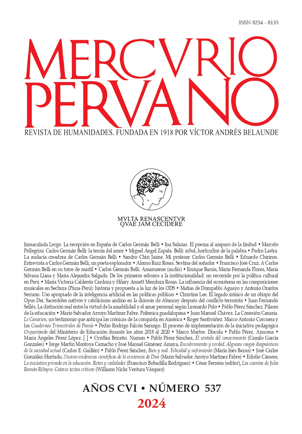 Ver Núm. 537 (2024): Mercurio Peruano